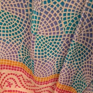 Tolani Teal and Lavender Geometric Print Top